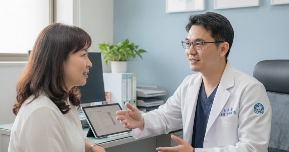 吳芮醫師為患者評估黑眼圈類型與適合療程