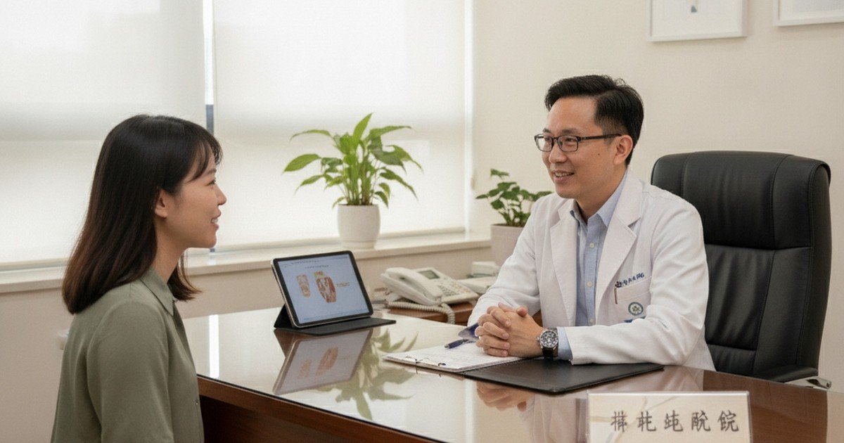 吳芮醫師專心為患者進行女王玻尿酸術前評估,確保療程說明清晰。